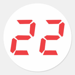 Sticker Rond 22 vingt-deux réveil rouge numéro numérique