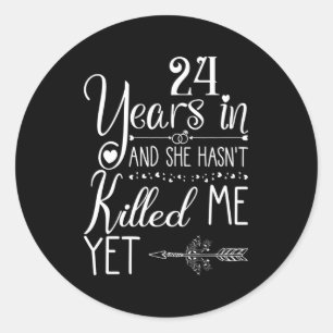 Sticker Rond 24E Anniversaire Du Mariage Pour Lui 24 Ans De Mar