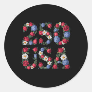 Sticker Rond 250 Ans 1776-2026 250e Anniversaire Fleurs _1
