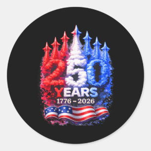 Sticker Rond 250 Ans 1776–2026 Patriotique 4 Juillet Américain