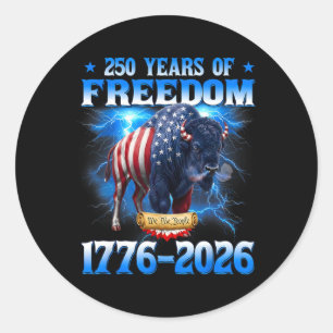Sticker Rond 250 Ans Américain 1776 2026 250e Usa Anniversaire 