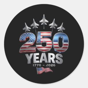 Sticker Rond 250 Ans Américain 1776 2026 250ème USA Patriotique