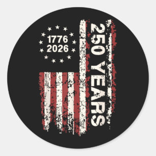Sticker Rond 250 Ans Anniversaire 4 Juillet Fête De L'Indépenda