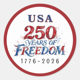 Sticker Rond 250 Ans Anniversaire Amérique