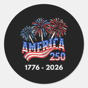 Sticker Rond 250 Ans d'Amérique Anniversaire 250e Indépendance 