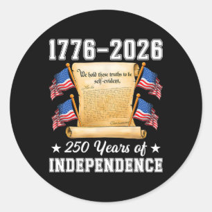Sticker Rond 250 ans d'indépendance américaine 1776 2026 Déclar