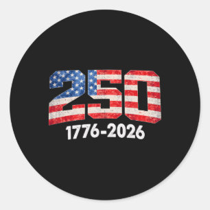 Sticker Rond 250 Ans Drapeau Américain 1776-2026 250e Anniversa