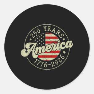 Sticker Rond 250 Ans Drapeau Amérique 250e Anniversaire USA 4èm