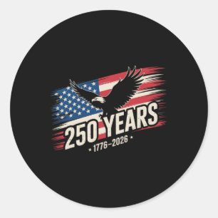 Sticker Rond 250 Ans Fête des 250 ans d'Amérique Drapeau US USA