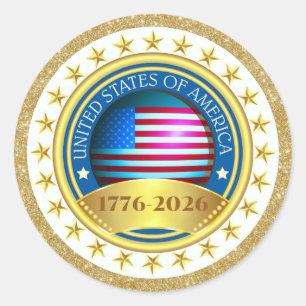 Sticker Rond 250e anniversaire USA patriotique   1776–2026