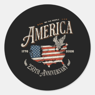 Sticker Rond 250e anniversaire Usa Patriotique 4 juillet