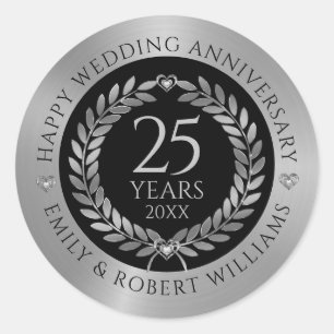 Sticker Rond 25e anniversaire de mariage Dîner de couronne de l
