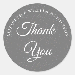 Sticker Rond 25e anniversaire de mariage Silver Stardust Merci