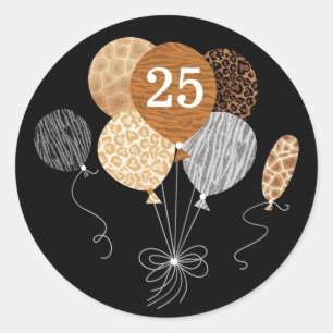 Sticker Rond 25e anniversaire des ballons de tigre léopard Post
