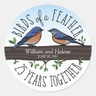 Sticker Rond 25e anniversaire du Mariage, Bluebirds of a Feathe