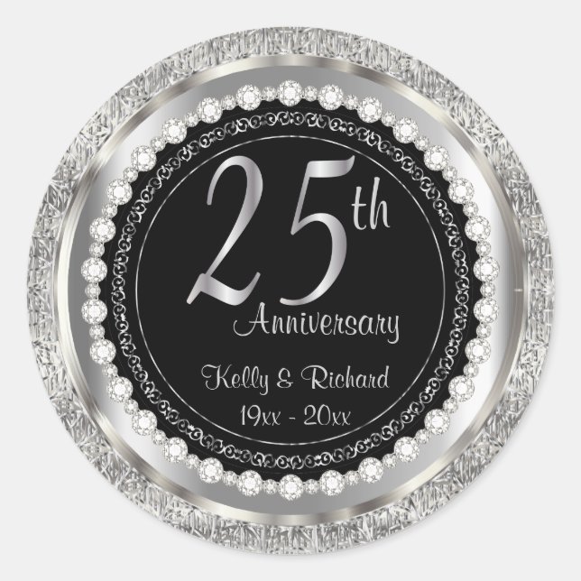 Sticker Rond 25e anniversaire du Mariage d'argent (Devant)