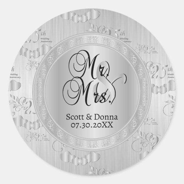 Sticker Rond 25e anniversaire du Mariage d'argent (Devant)