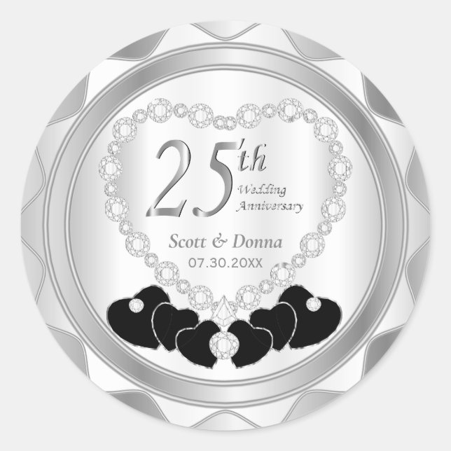 Sticker Rond 25e anniversaire du Mariage d'argent (Devant)