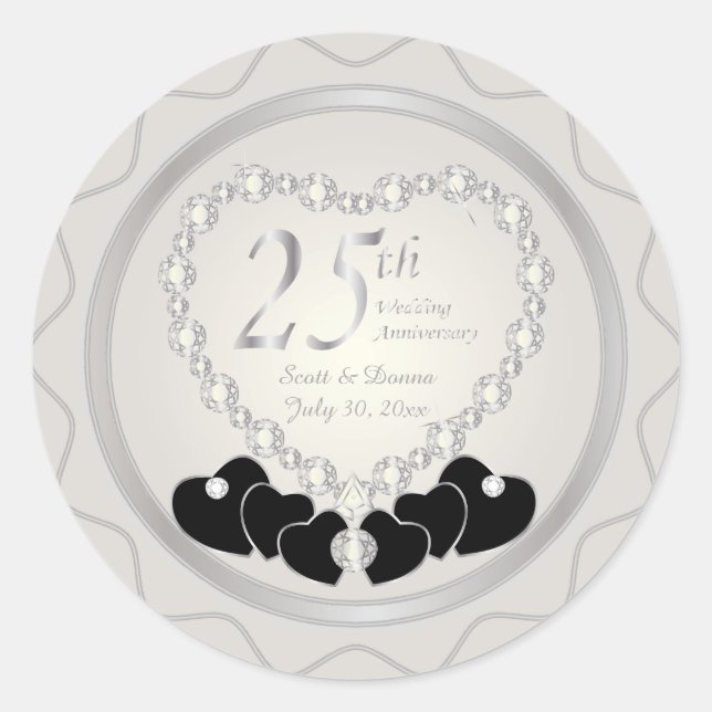 Sticker Rond 25e anniversaire du Mariage d'argent (Devant)