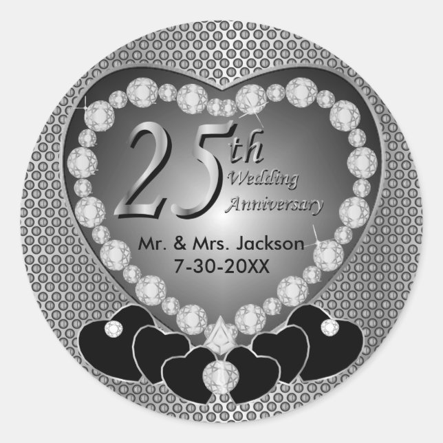 Sticker Rond 25e anniversaire du Mariage d'argent (Devant)