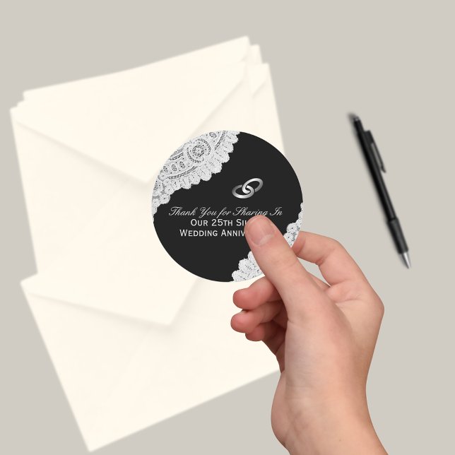 Sticker Rond 25e anniversaire du Mariage d'argent Merci (Créateur téléchargé)
