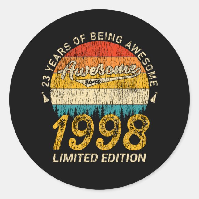 Sticker Rond 27 Ans Anniversaire Retro Awesome 27e anniversaire (Devant)