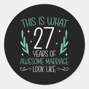 Sticker Rond 27 Ans De Mariage Impressionnant 27Ème Annivers Ma
