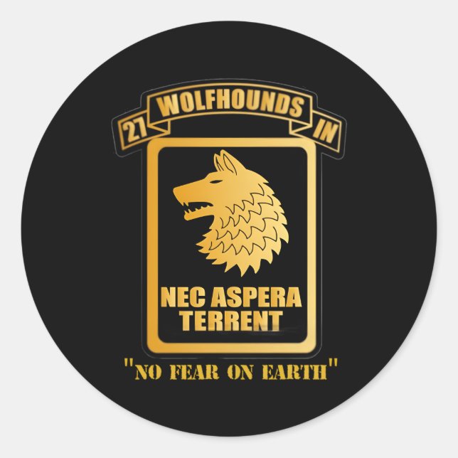Sticker Rond 27E Bataillon D'Infanterie Wolfhounds Nec Aspera T (Devant)