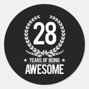 Sticker Rond 28e anniversaire (28 ans d'être génial)