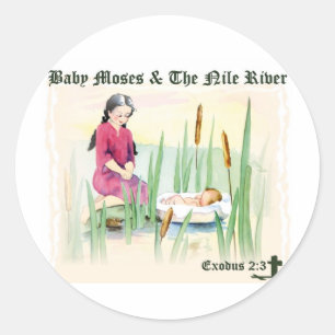Sticker Rond 2:3 d'exode - bébé Moïse sur le Nil
