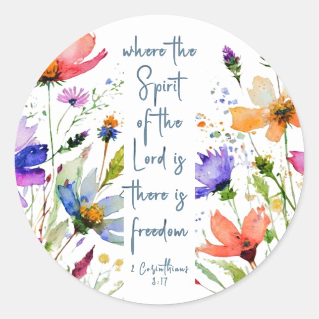 Sticker Rond 2 Corinthiens 3:17 Liberté Bible Verse (Devant)