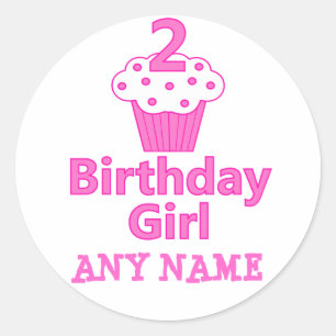 Sticker Rond 2 - Fille d'anniversaire - Cupcake Design