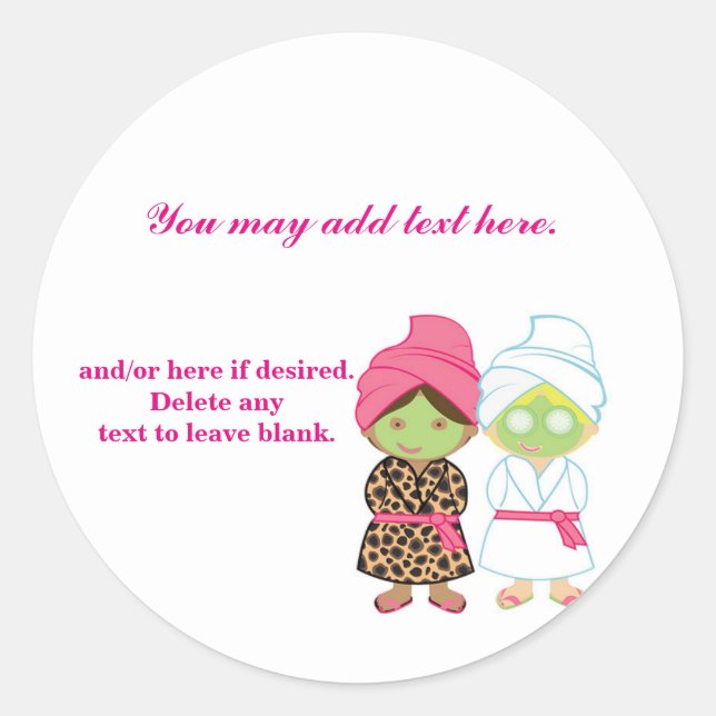 Sticker Rond 2 filles spa fête d'anniversaire beauté faveur aut (Devant)