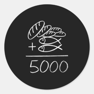 Sticker Rond 2 poissons 5 pains jésus nourrit les 5000 chrétien