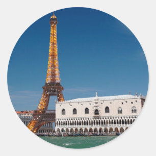 Sticker Rond 2 pour 1 Venise et Paris - Mixte up World
