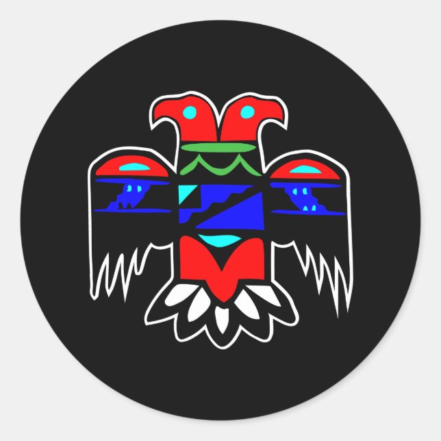 Sticker Rond 2 Tête Thunderbird Noir (Devant)
