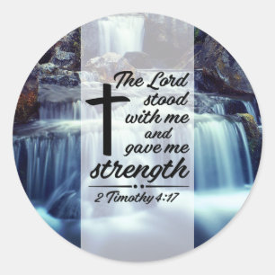 Sticker Rond 2 Timothée 4:17 L'Éternel Se Tenait Avec Moi, Vers