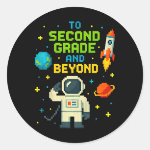 Sticker Rond 2e année et au-delà Astronaut Space Boys Gamer Fi