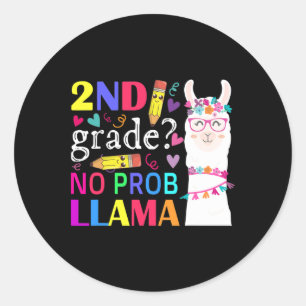 Sticker Rond 2e année No Prob-llama Enseignant Premier jour