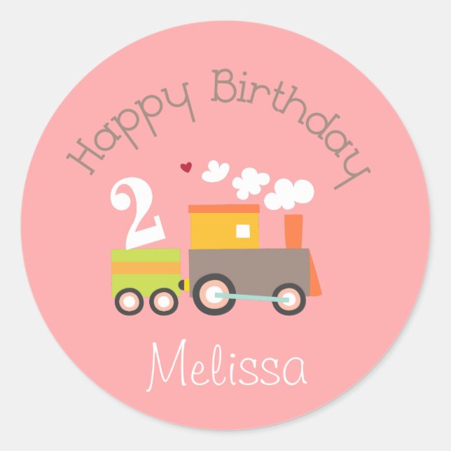 Sticker Rond 2e anniversaire Girl Train Cupcake Toppers (Devant)