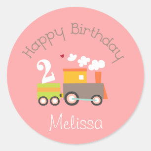 Sticker Rond 2e anniversaire Girl Train Cupcake Toppers