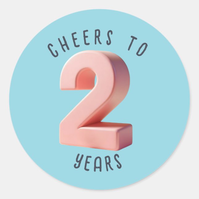 Sticker Rond 2e anniversaire ou anniversaire 3D Numéro jalon (Devant)