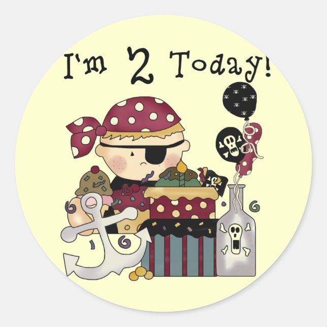 Sticker Rond 2e anniversaire Pirate Tshirts et cadeaux (Devant)