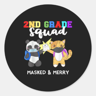 Sticker Rond 2e classe Escadron de quarantaine Panda Kitty Funn