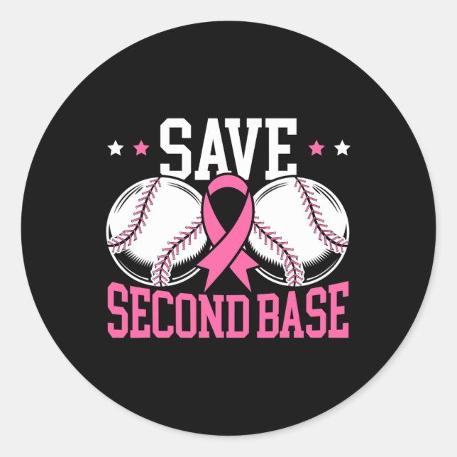 Sticker Rond 2e joueur de base-ball Sensibilisation au cancer d (Devant)
