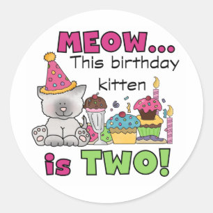 Sticker Rond 2e t-shirts et cadeaux d'anniversaire Kitten