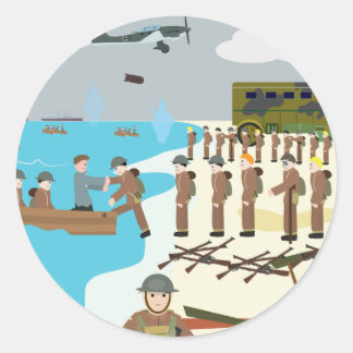 Sticker Rond 2ème guerre mondiale de Dunkerque (Histoire simple