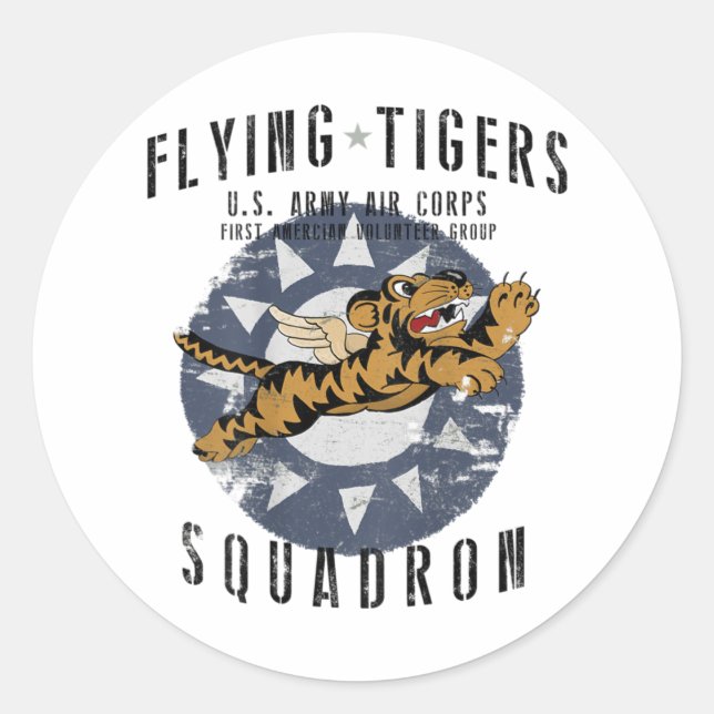 Sticker Rond 2ème guerre mondiale de l'escadron de tigres volan (Devant)