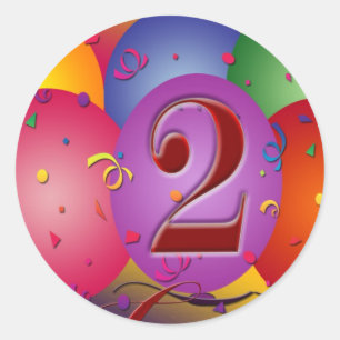 Sticker Rond 2èmes ballons heureux d'anniversaire