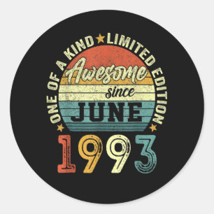 Sticker Rond 30 Anniversaire Awesome depuis Juin 1993 30e
